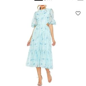 Leena MAC DOYGAL Elegant Blue Floral Dress. SZ 6 NEW